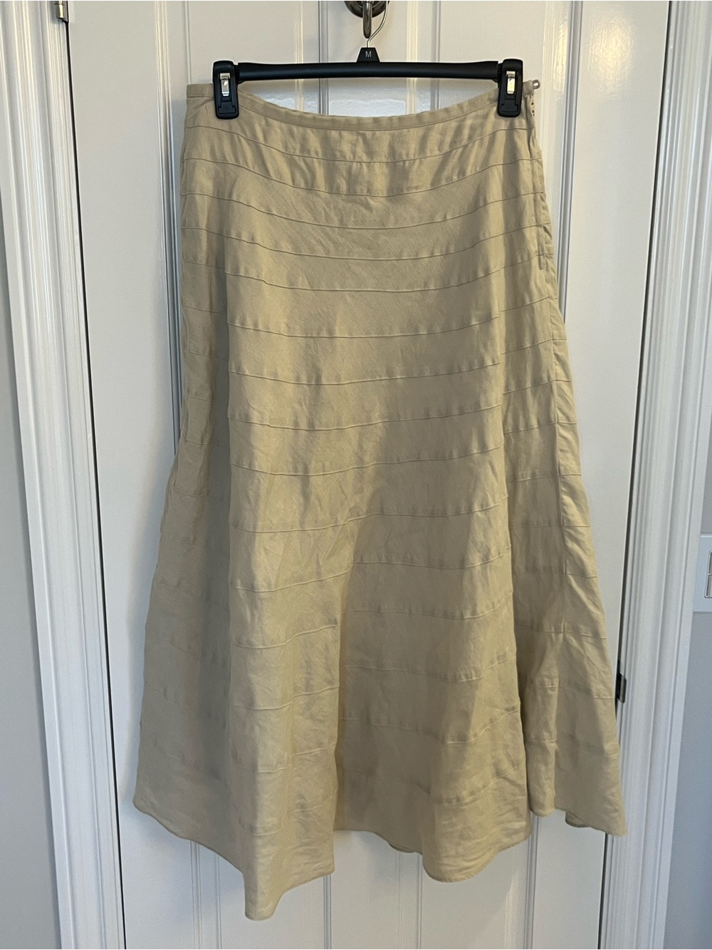 Soft Surroundings Boho Beige Tiered Linen Maxi Skirt Size Medium